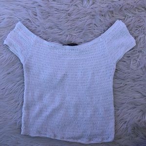 White smocked brandy Melville off the shoulder top